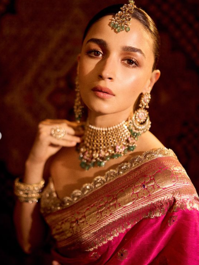 Alia Bhatt Glows in Pink Saree with Golden Pallu: A Vision of Elegance