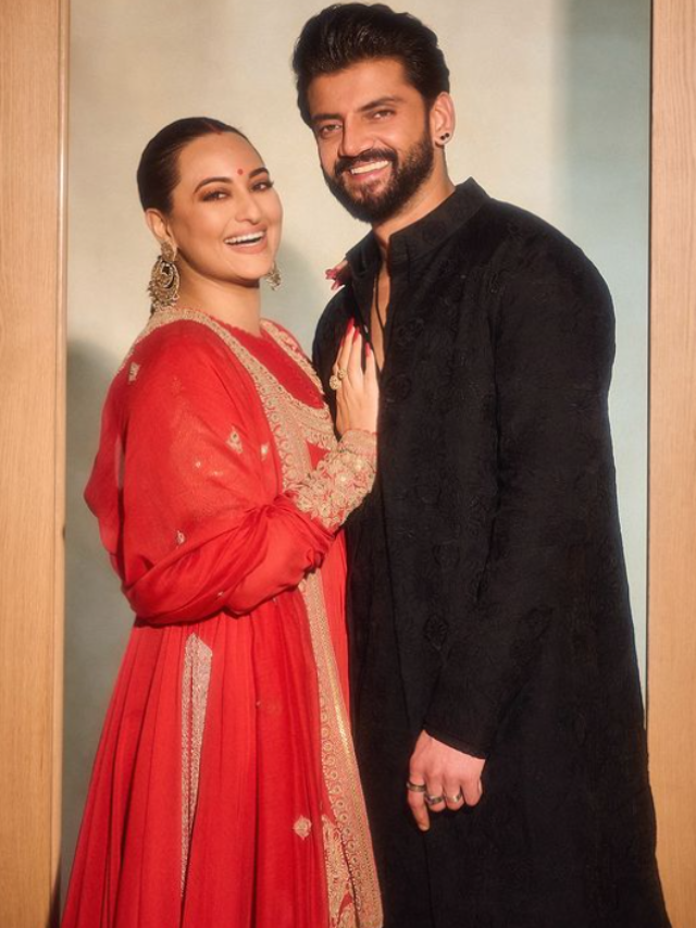 Sonakshi Sinha’s Red Anarkali and Zaheer Iqbal’s Elegant Look Are the Talk of the Town